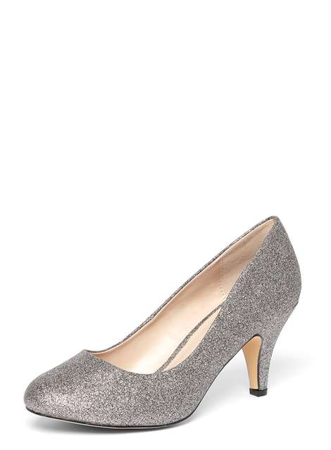 Wide Fit Pewter 'Wilamina' Court Shoes